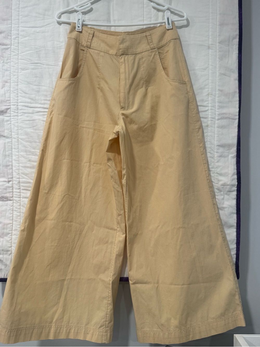 Free People Wide-Leg Chinos in Pale Yellow